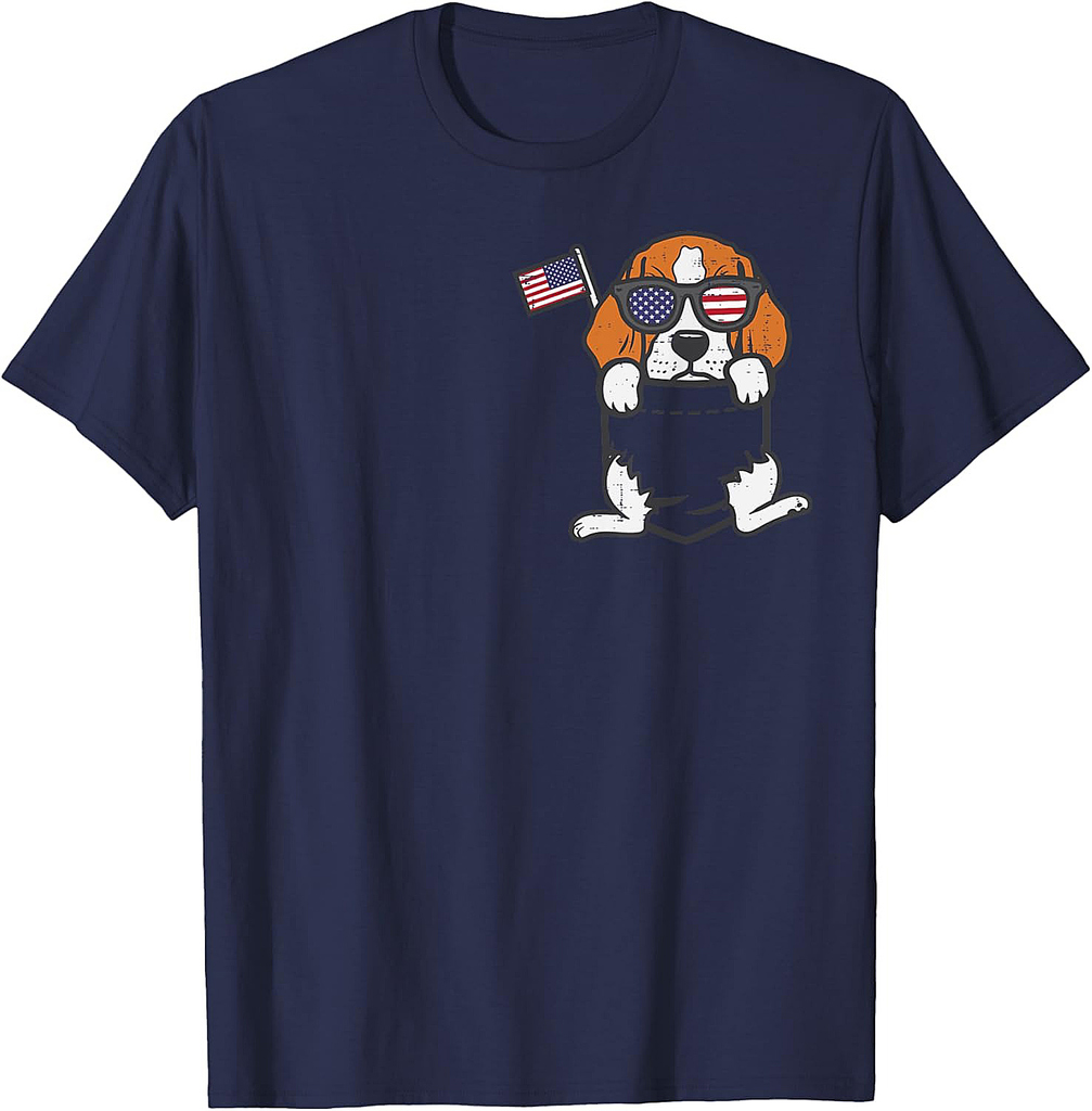 Beagle Feet Pocket Cute American USA 4th Of July Fourth Dog T-Shirt