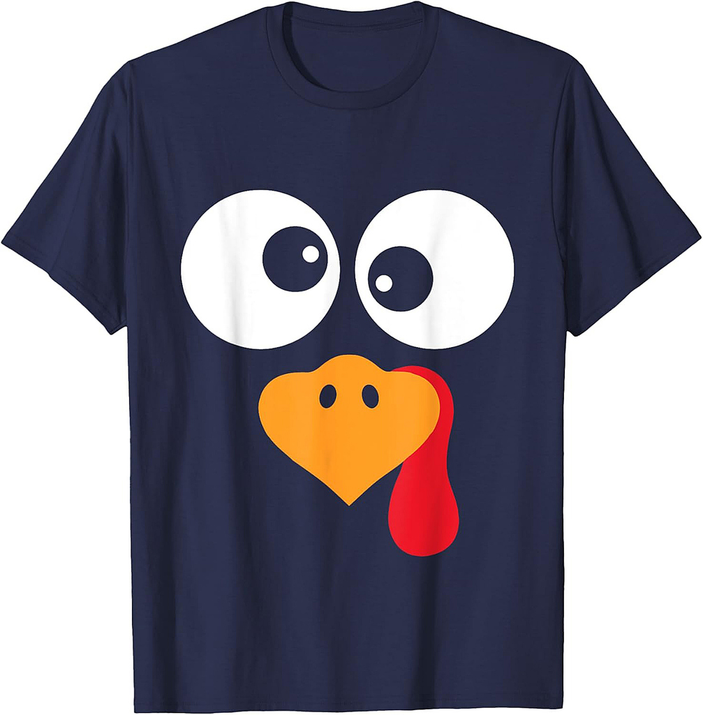Thanksgiving Funny Turkey Face Costume Outfit Mens Boys T-Shirt
