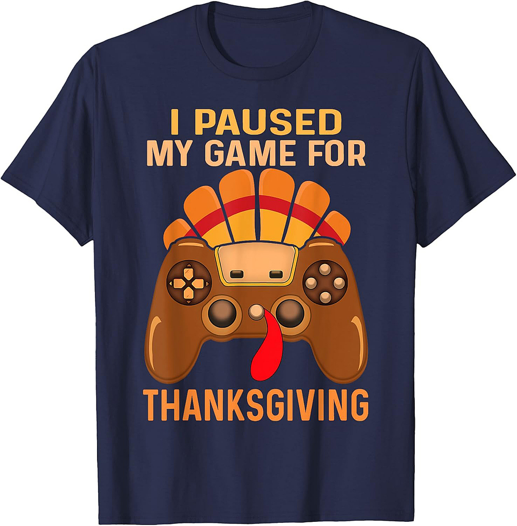 Happy Thanksgiving gaming fall Turkey gamer boys  men T-Shirt
