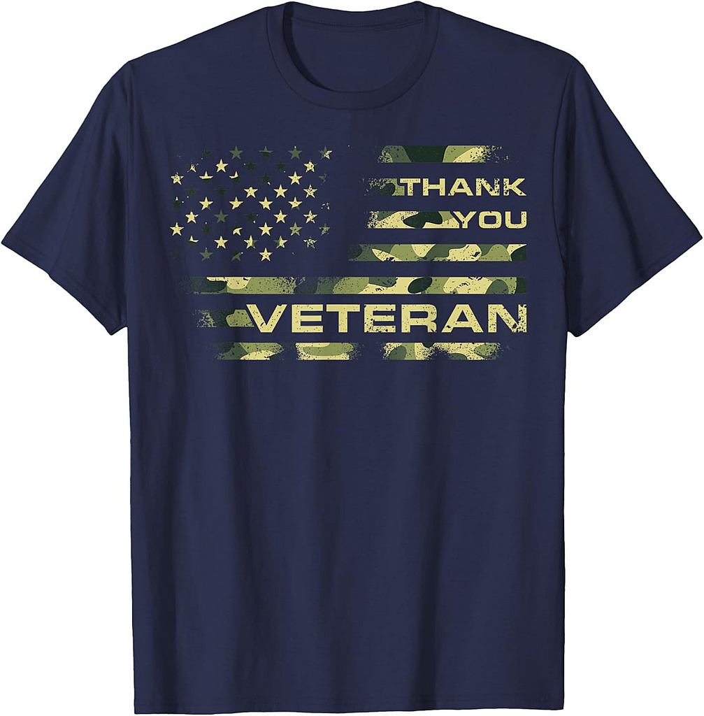 Veterans Day Camouflage American Flag Thank You Veterans T-Shirt