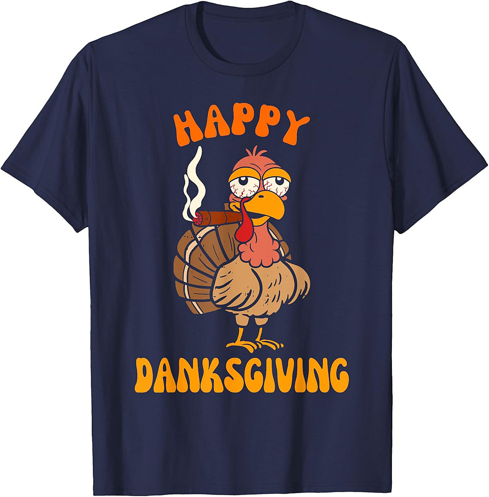 Thanksgiving Cannabis Weed Turkey Smoking Happy Danksgiving T-Shirt