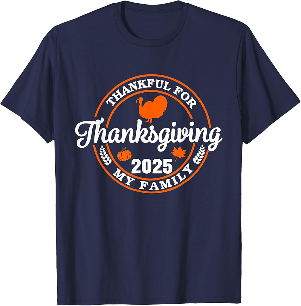 Family Thanksgiving 2025 Thankful For My Tribe Group Autumn T-Shirt