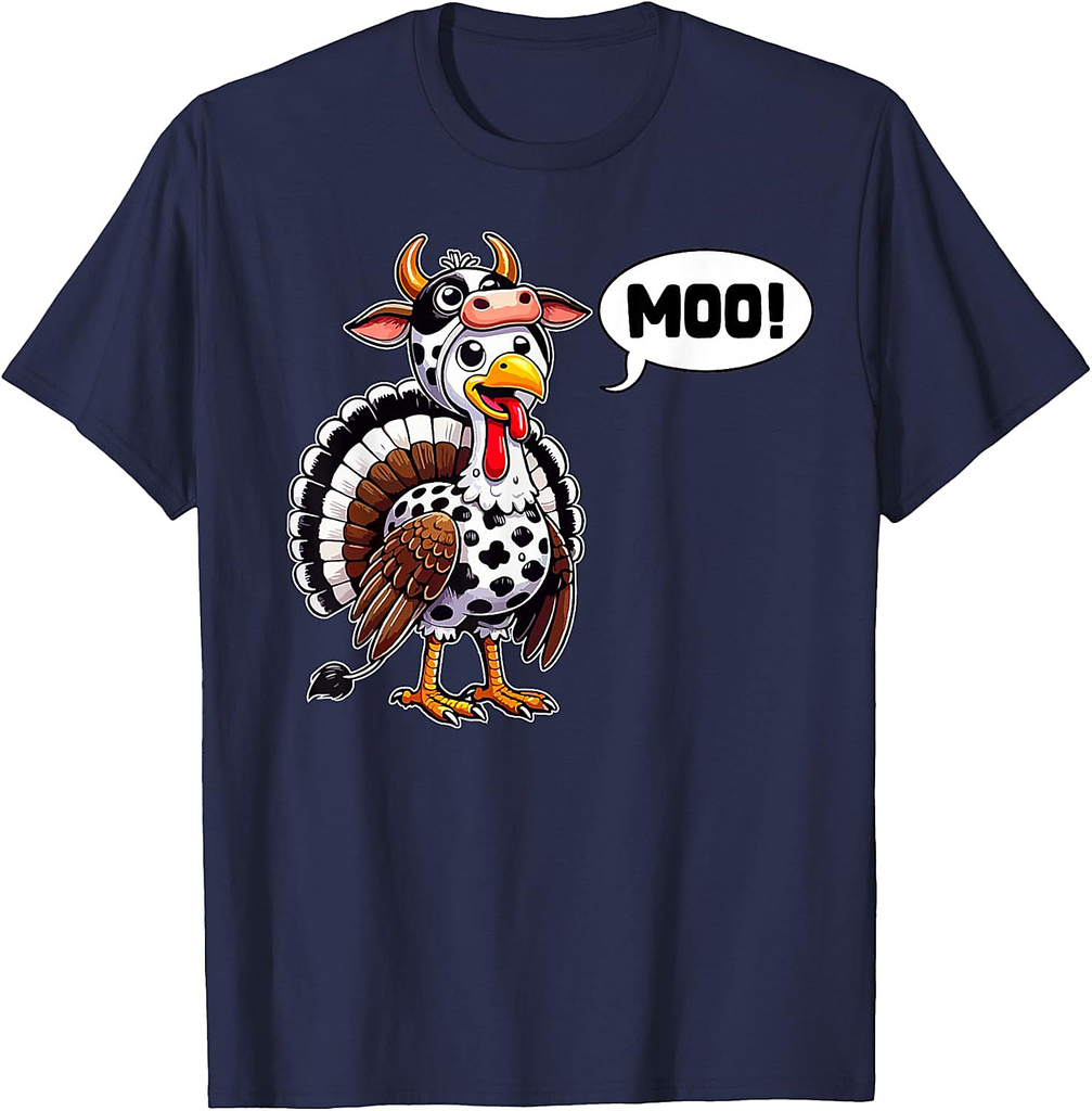 Turkey Moo Cow Funny Thanksgiving Shirts For Women Men Boys T-Shirt