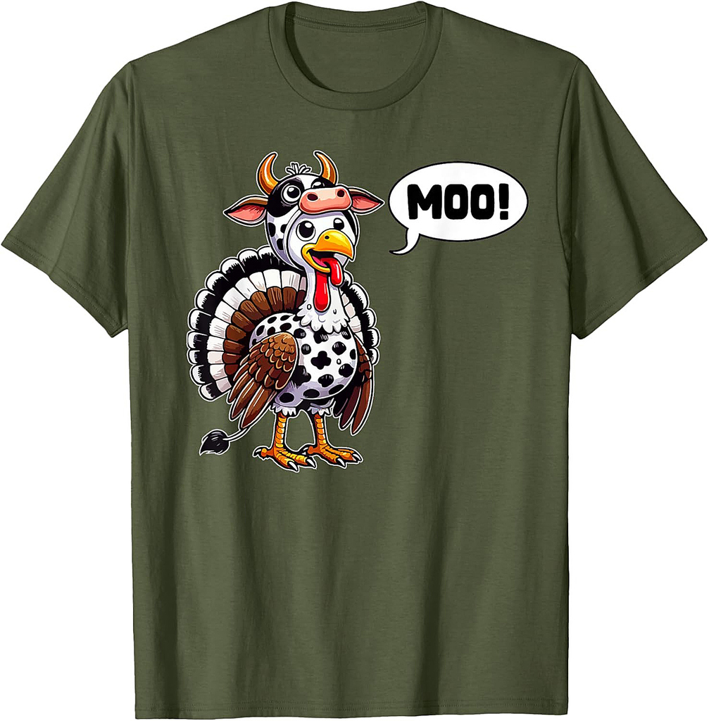 Turkey Moo Cow Funny Thanksgiving Shirts For Women Men Boys T-Shirt