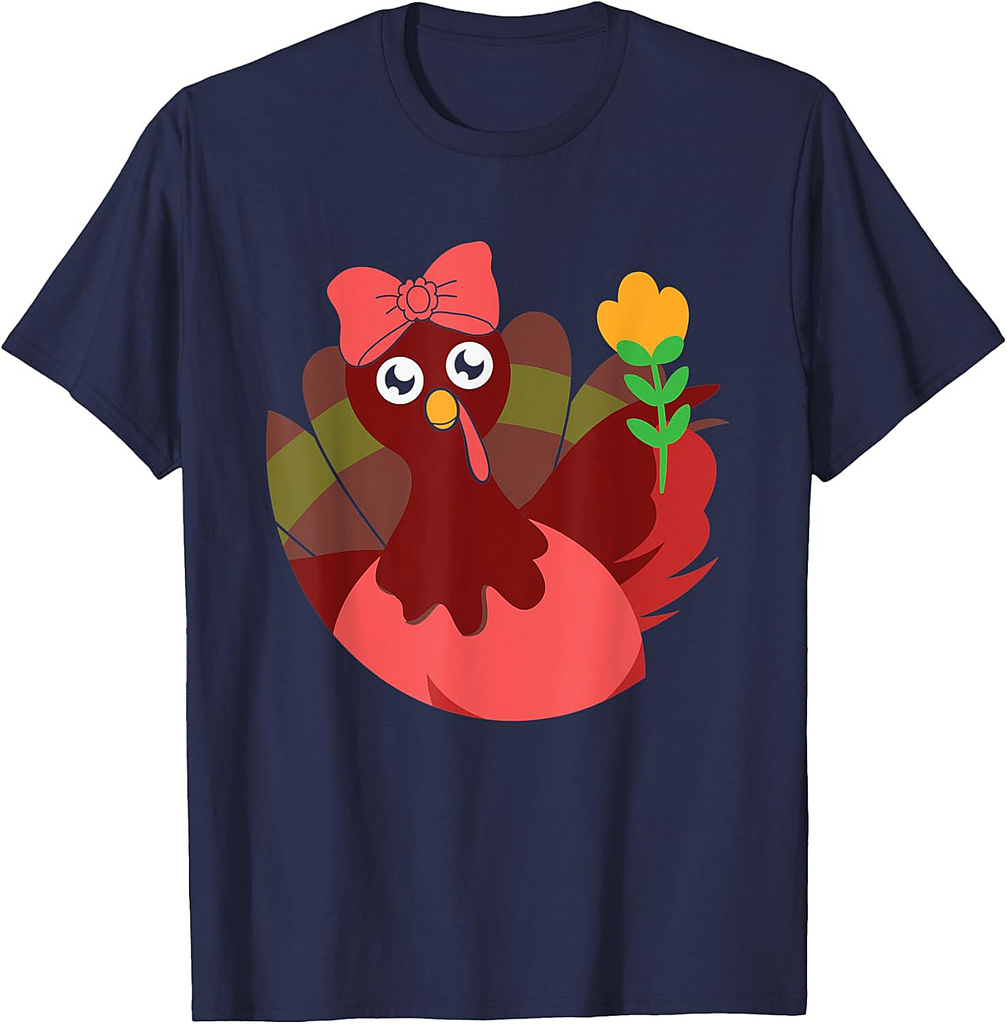 Thanksgiving Turkey Flower Thankful Blessed T-Shirt