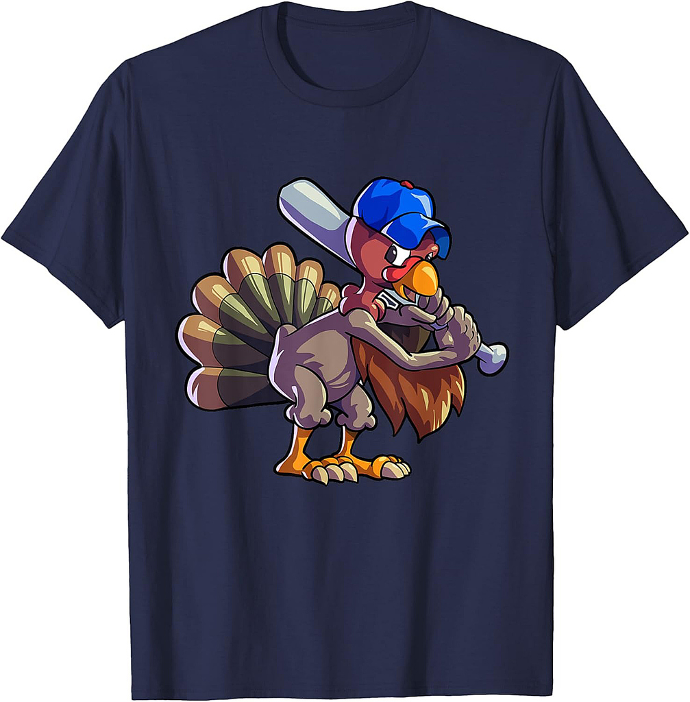 Baseball Thanksgiving Shirt Men Boys Baseball Turkey 01 T-Shirt