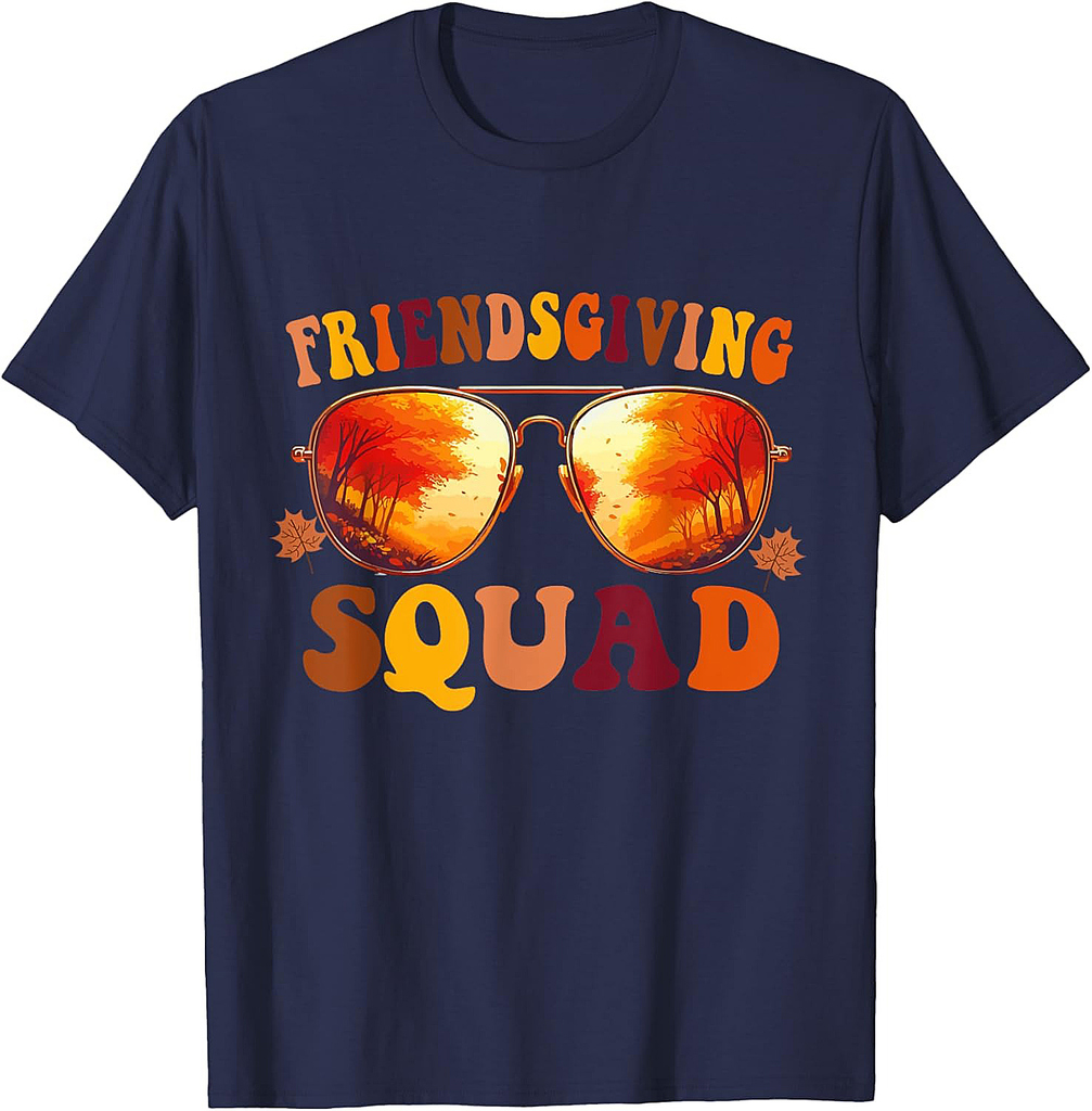 Friendsgiving Squad Thanksgiving 2025 Retro Sunglasses Fall T-Shirt