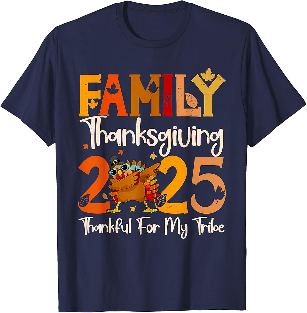 Family Thanksgiving 2025 Crew Dabbing Turkey Group Matching T-Shirt