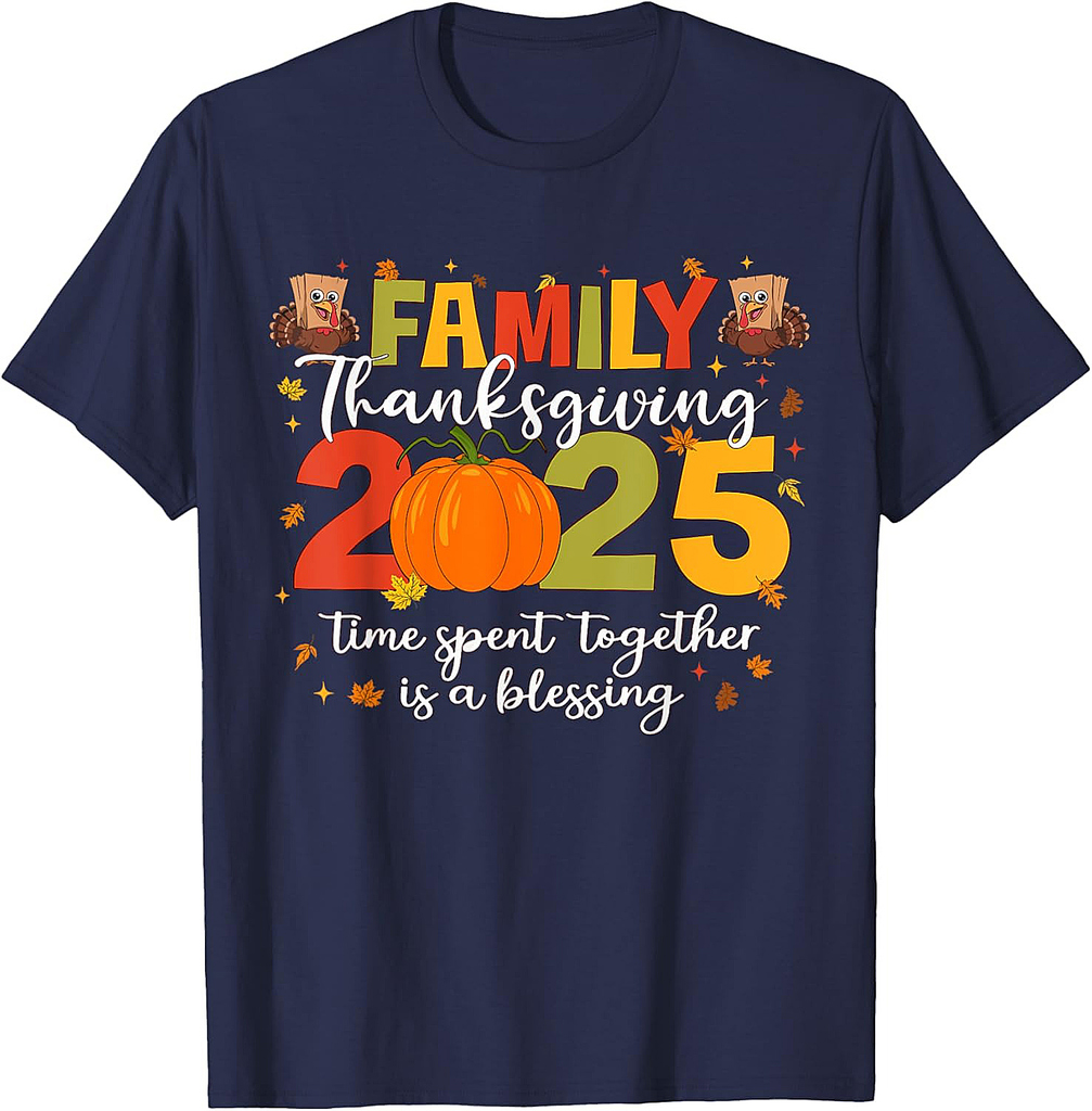 Funny Family Thanksgiving 2025 Turkey Pumpkin Gobble Squad T-Shirt