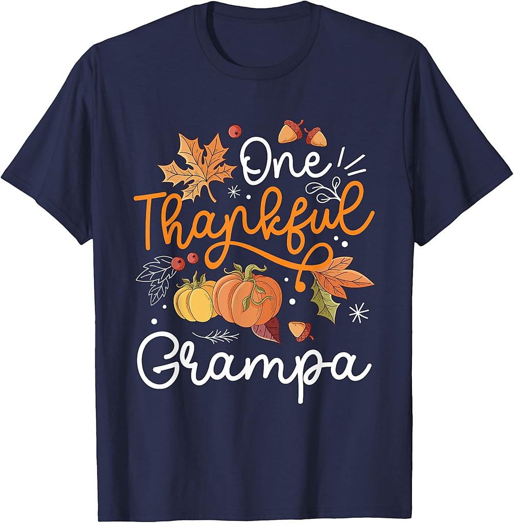 One Thankful Grampa Happy Thaksgiving Pumpkin Fall Autumn T-Shirt