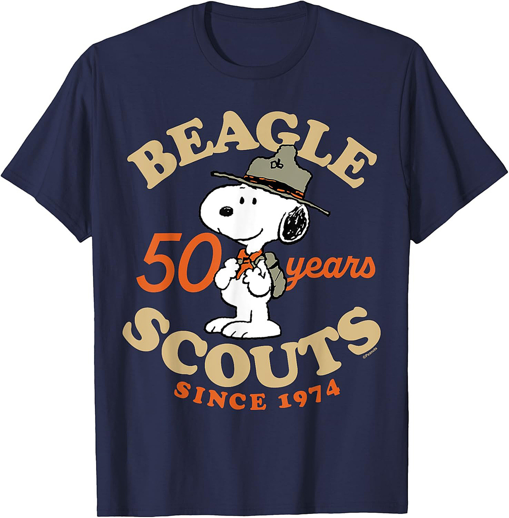 Peanuts Snoopy Beagle Scouts 50 Year Badge T-Shirt