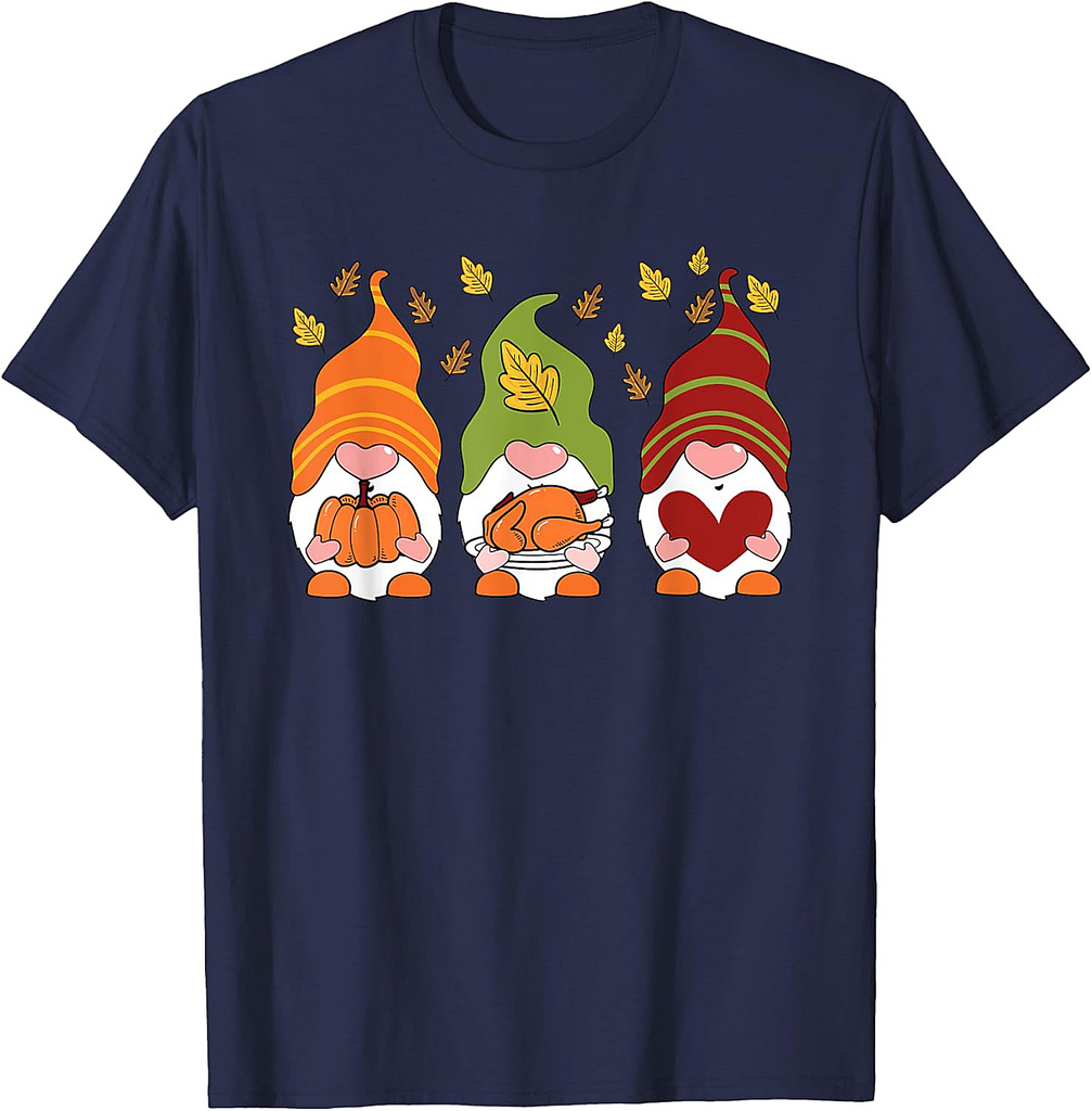 Gnomes Pumpkin Turkey Thanksgiving Day Cute Fall Autumn T-Shirt