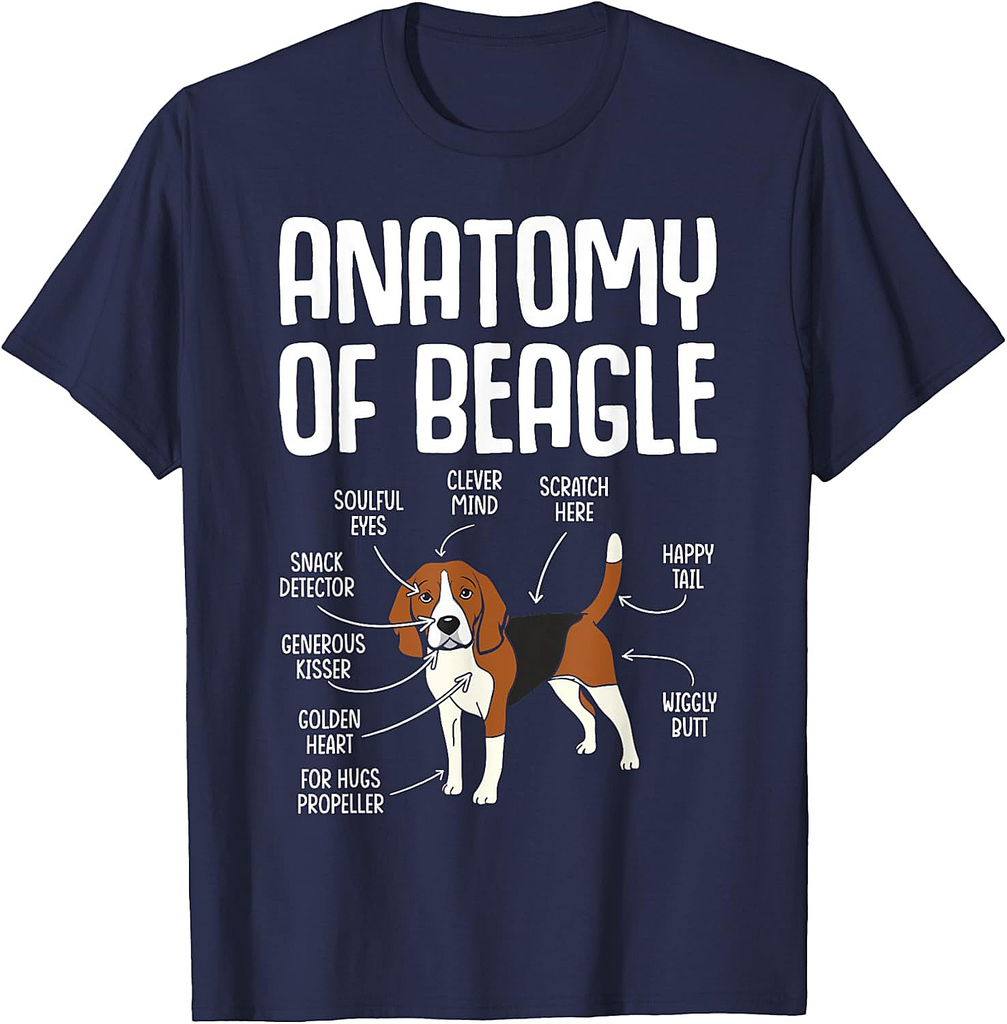 Anatomy Of A Beagle Unisex-Adults Black T-Shirt