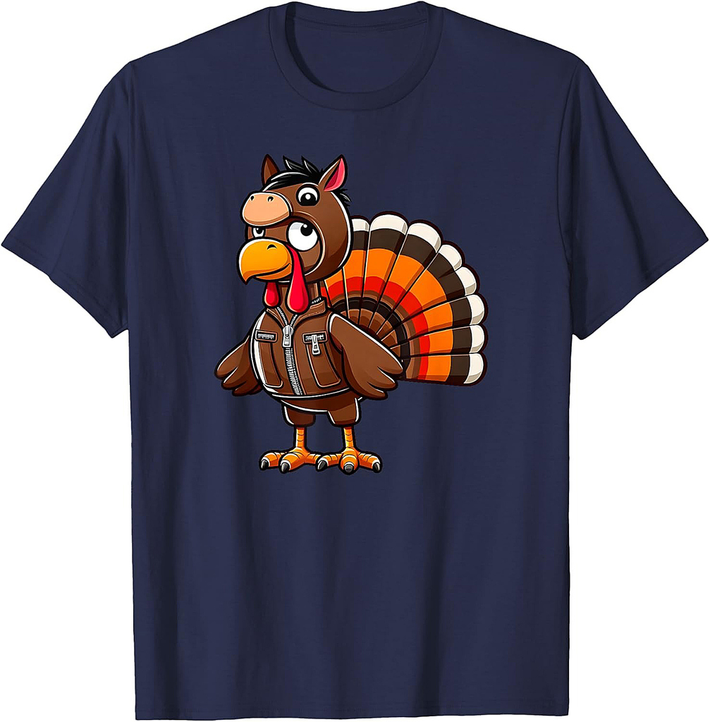 Turkey Costume Horse Funny Thanksgiving Turkey Women Men T-Shirt