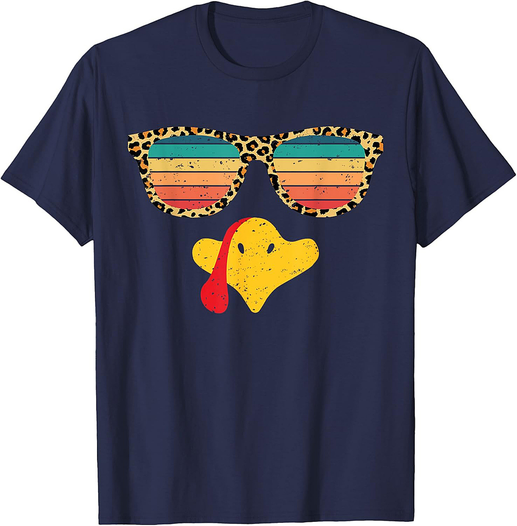 Cool Turkey Face With Sunglasses Funny Thanksgiving For Men T-Shirt