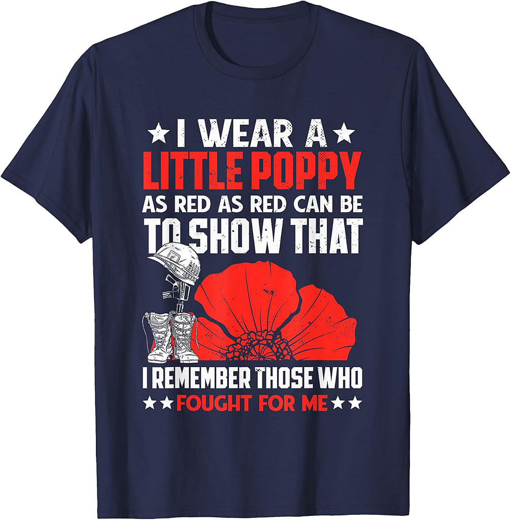 Veterans Day USA Memorial Lest We Forget Red Poppy Flower T-Shirt