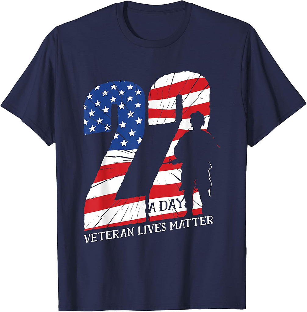 22 A Day Veteran Lives Matter Shirt Veteran PTSD Awareness T-Shirt