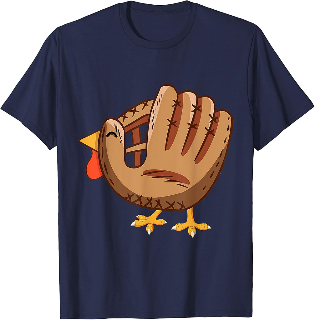 Turkey Baseball Glove Vintage Cute Thanksgiving Day Boys Mom T-Shirt