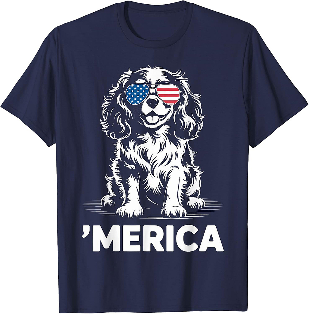Cavalier King Charles Spaniel 4th of July ‘Merica Patriotic T-Shirt