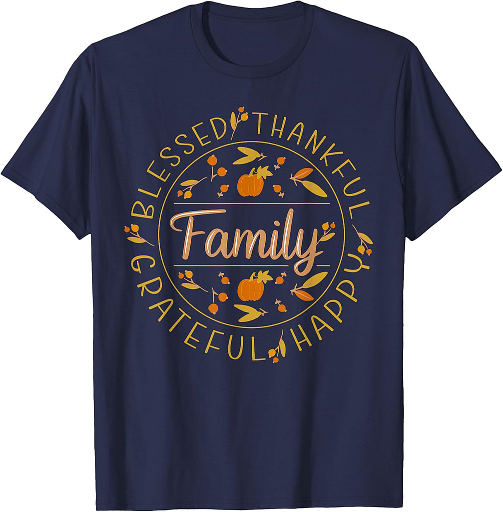 Blessed Thankful Family Thanksgiving T-Shirt