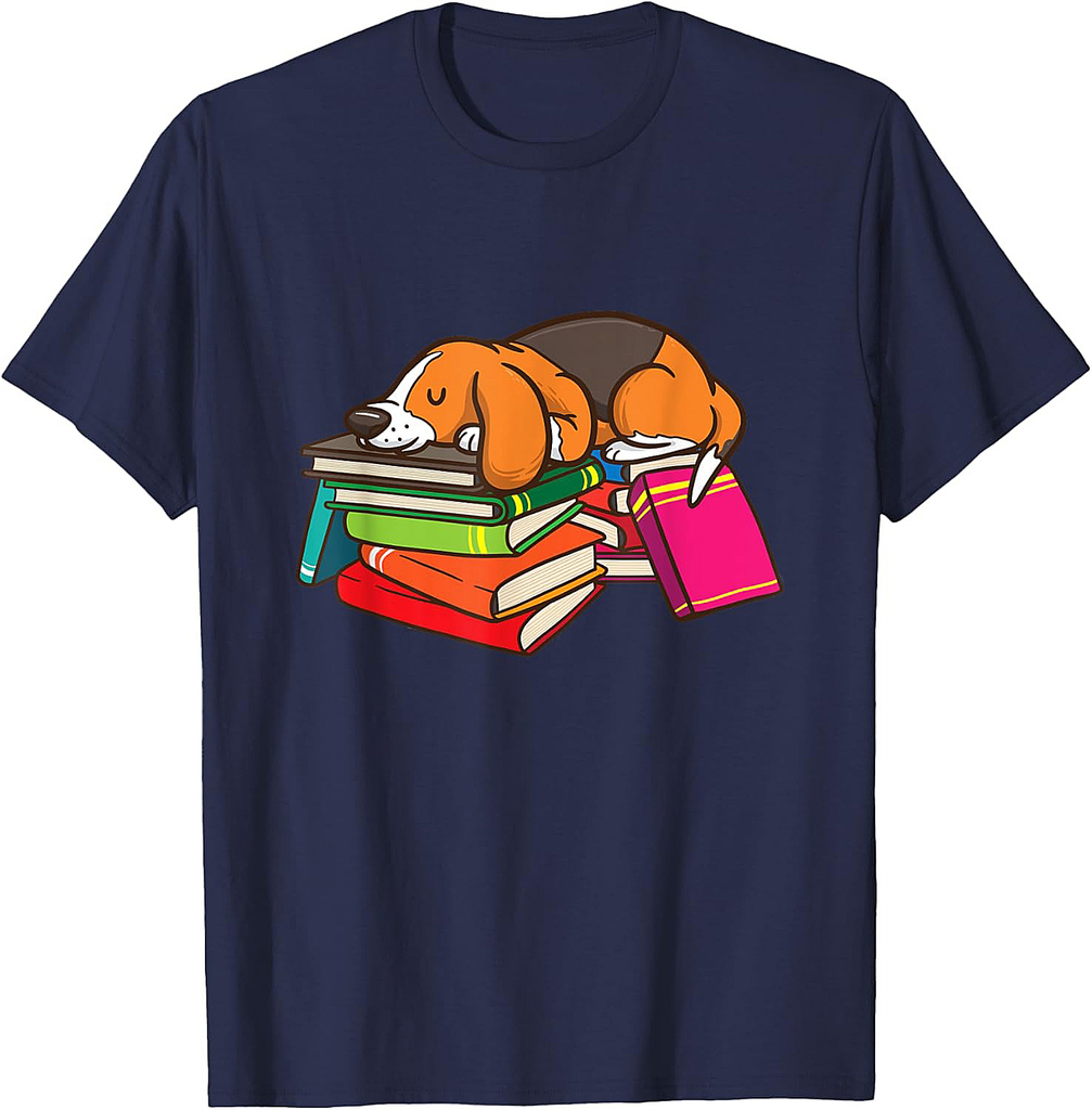 Cute Beagle Book Reading Lovers Gift Bookworm Girls Teachers T-Shirt