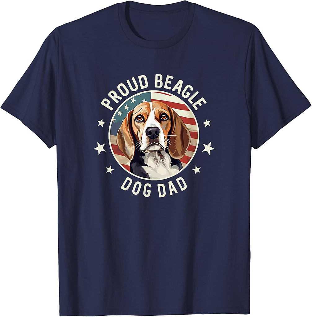 Beagle Gifts For Men American Flag Proud Beagle Dog Dad T-Shirt