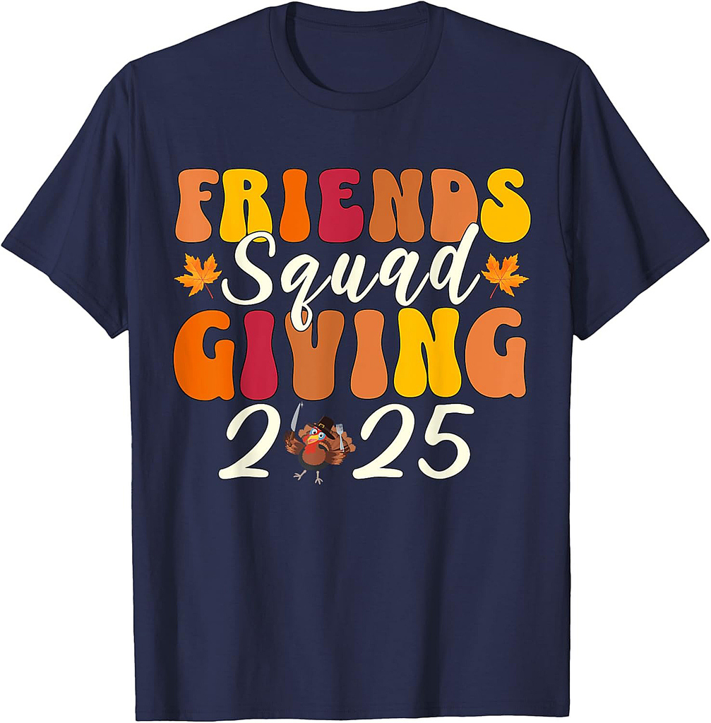 Retro Friendsgiving Squad 2025 Thanksgiving Group Fall T-Shirt