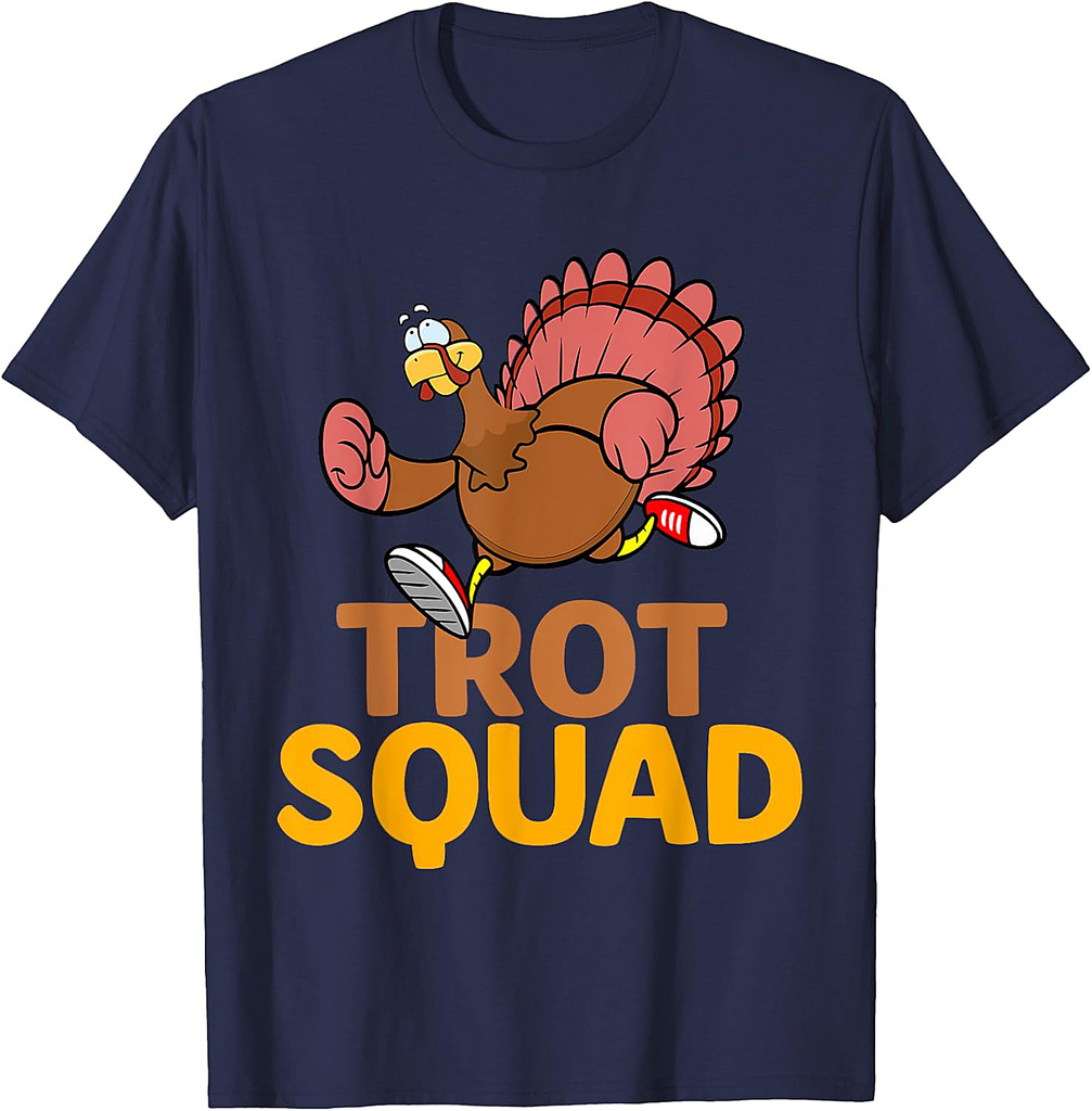 Funny Turkey Trot Squad Thanksgiving Running Family Marathon T-Shirt