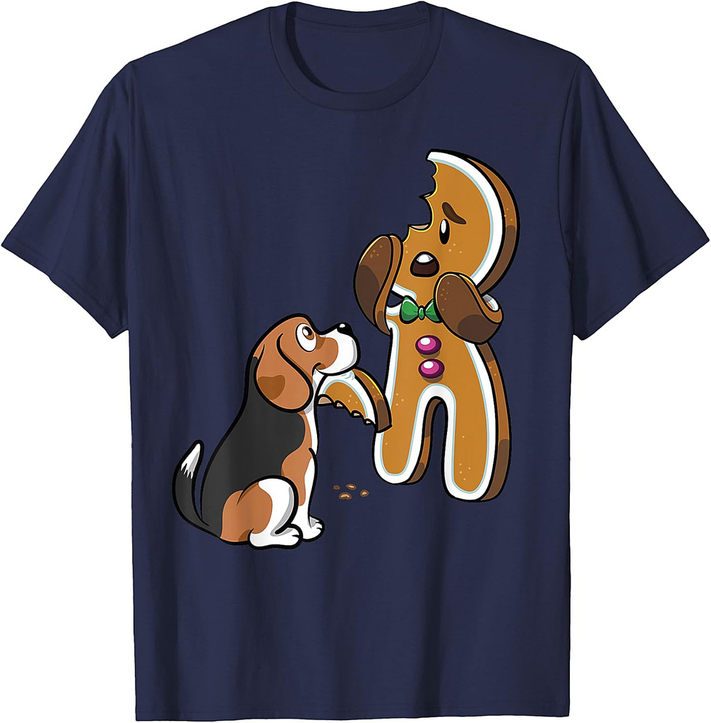 Beagle Gingerbread Man Christmas T-Shirt Funny Dog Shirt T-Shirt
