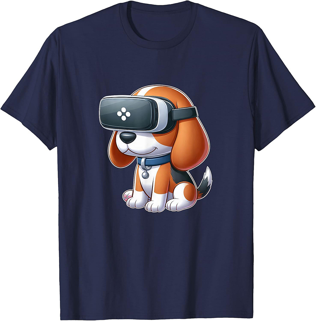 Cute Beagle VR Dog Virtual Reality Beagle Gamer T-shirt
