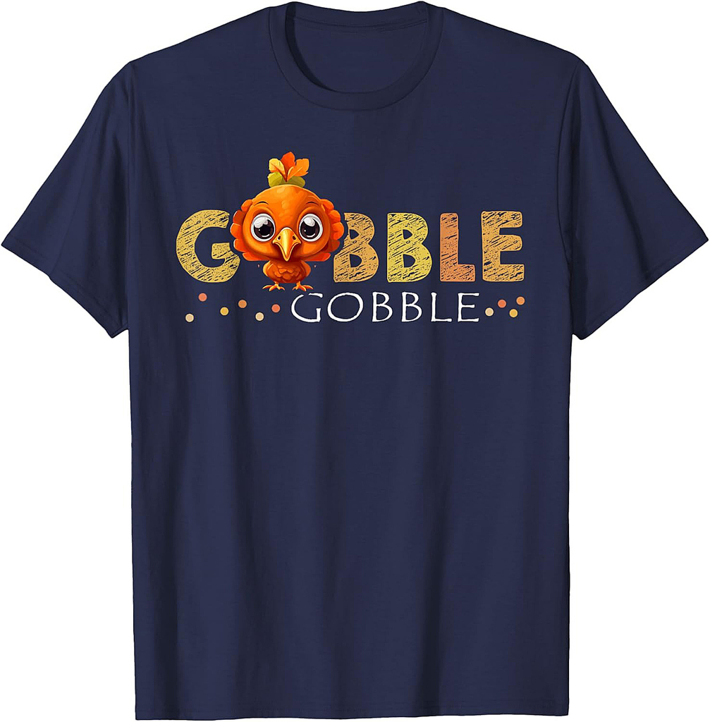 Boys Thanksgiving Cartoon Turkey Shirt Black Classic Fit T-Shirt