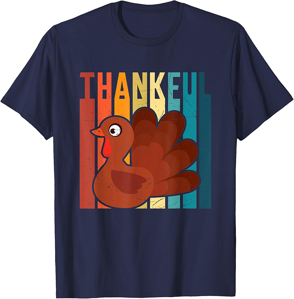 Thanksgiving Thankful Turkey Vintage Blessed T-Shirt