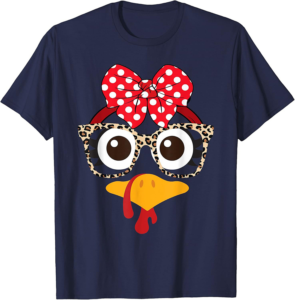 Turkey Face Leopard Glasses Bandana Eyelashes T-Shirt