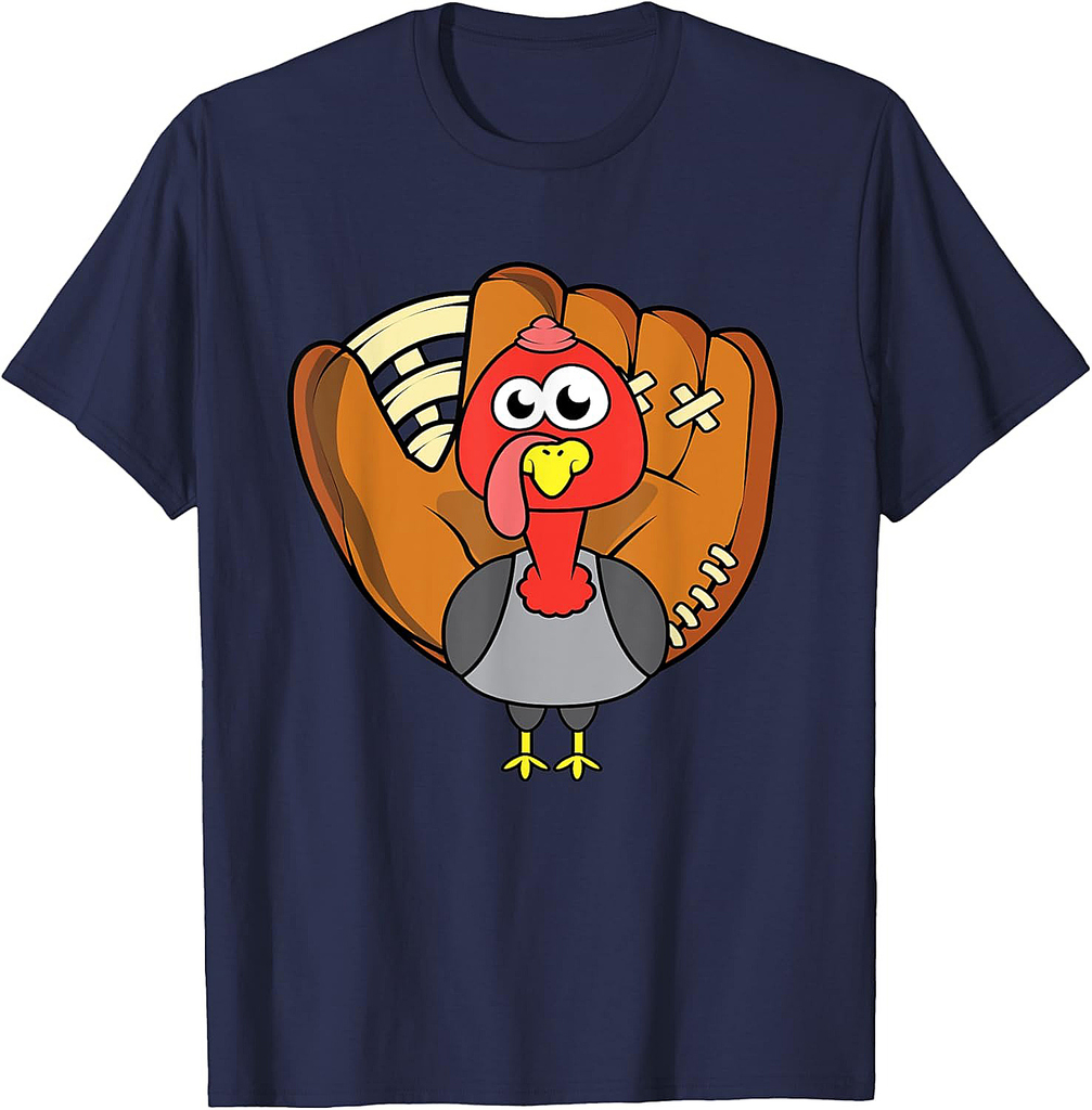 Turkey Day Cute Thanksgiving Boys Turkey Baseball Glove Gift T-Shirt