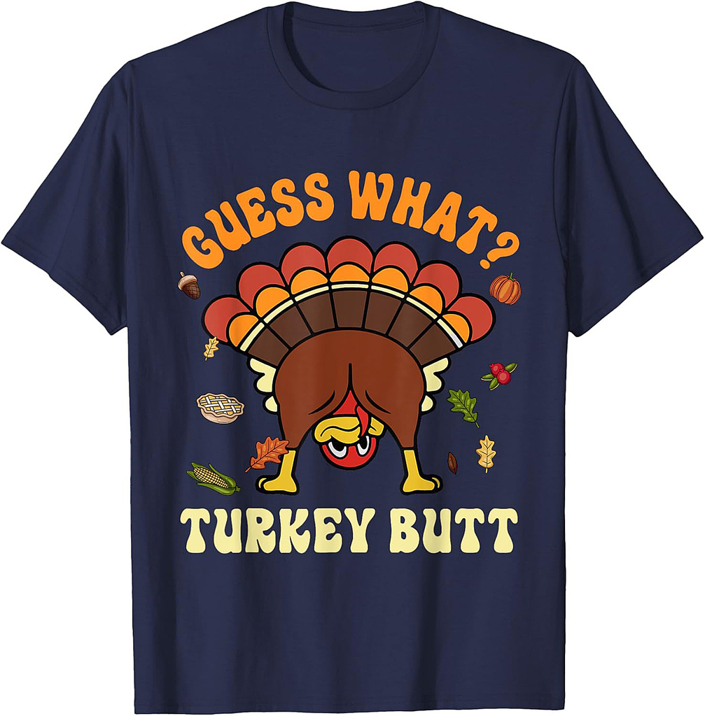 Funny Thanksgiving Guess What Turkey Butt Couples Matching T-Shirt
