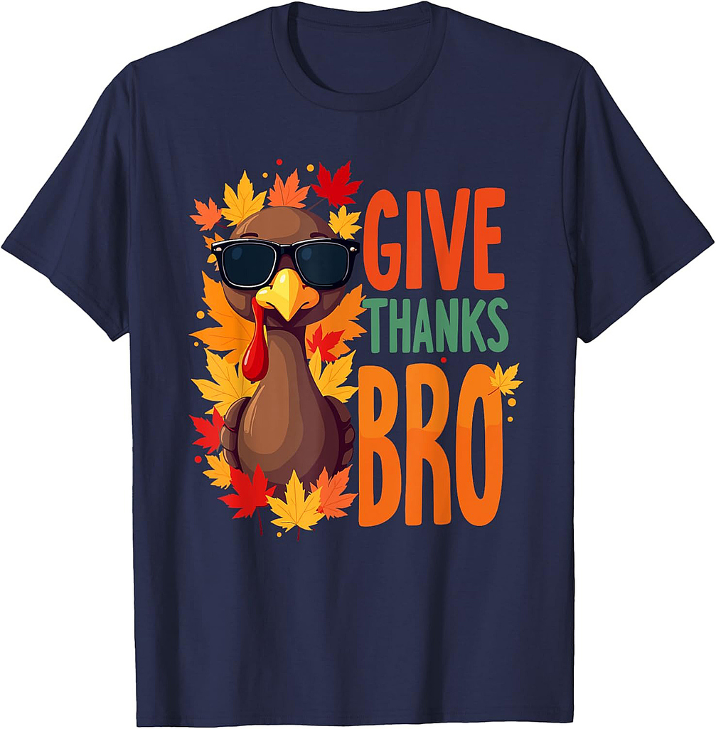 Give Thanks Bro Cute Turkey Toddler Thankful Thanksgiving T-Shirt