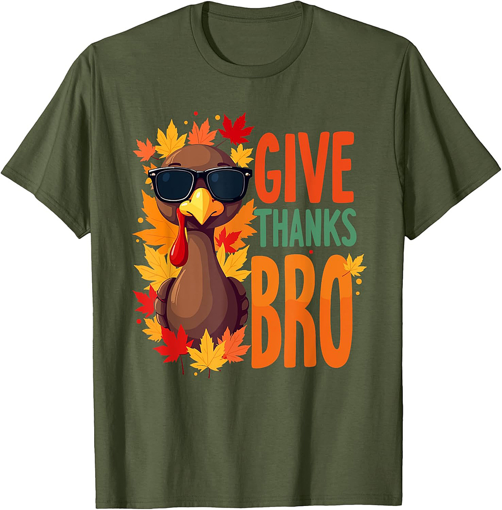 Give Thanks Bro Cute Turkey Toddler Thankful Thanksgiving T-Shirt