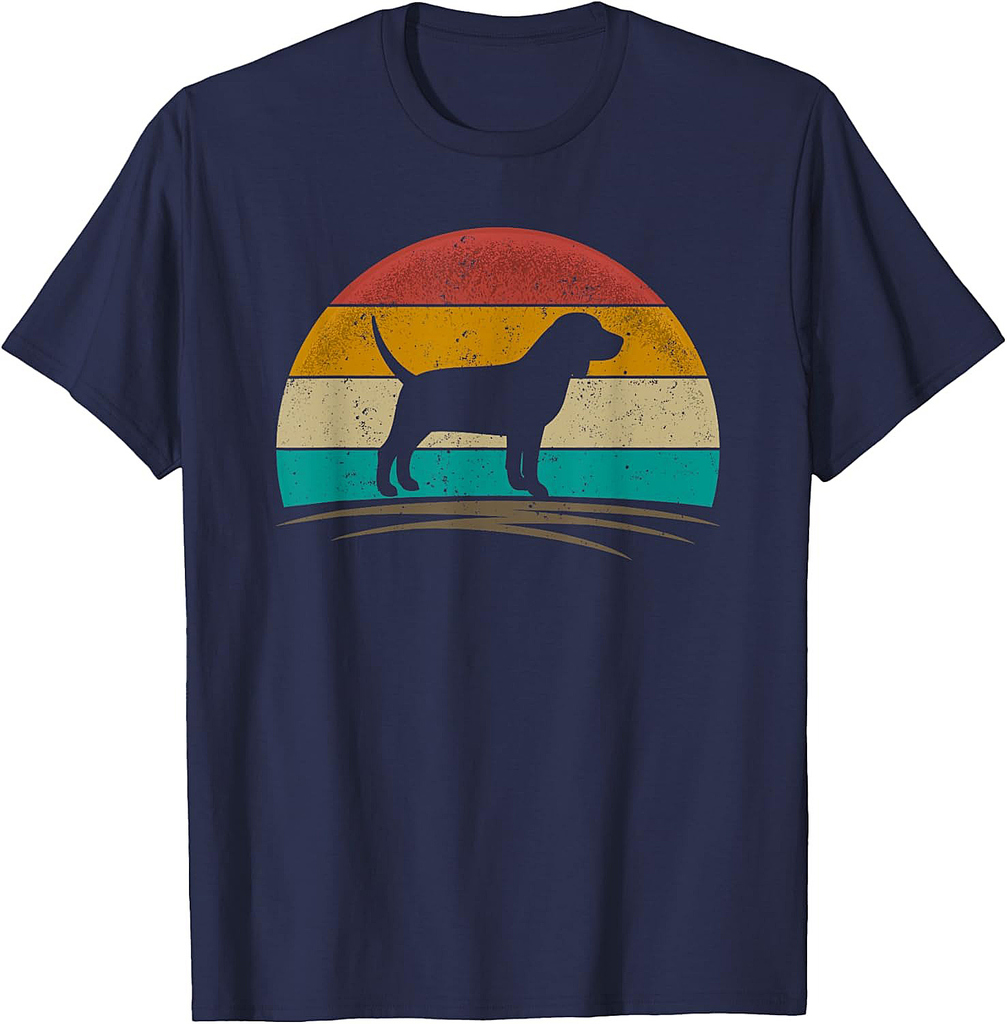 Beagle Dog Retro 70s Silhouette Breed Beagle T-Shirt for Men Women Girls