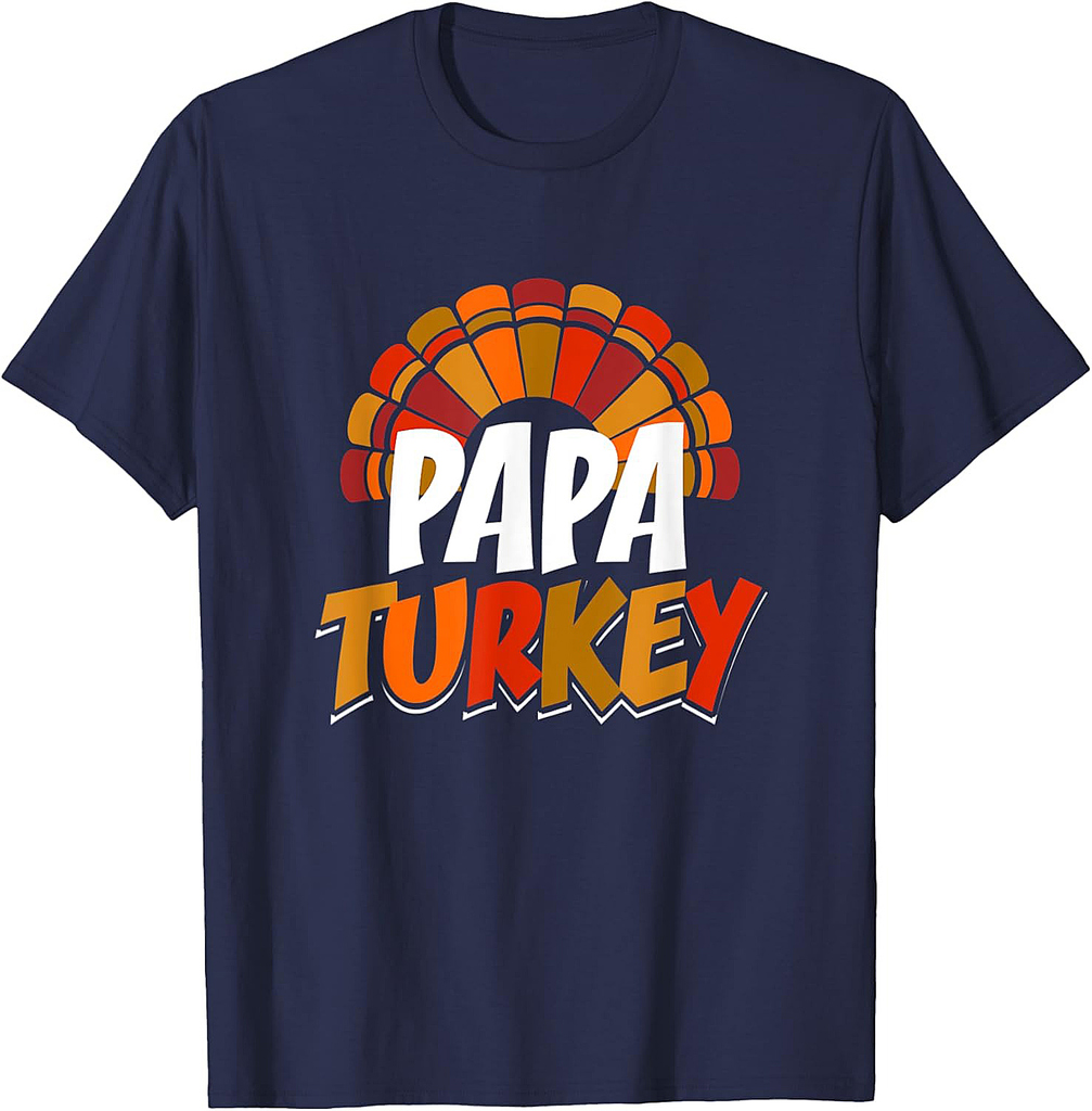 Mens Papa Turkey Thanksgiving Funny Matching Family T-Shirt