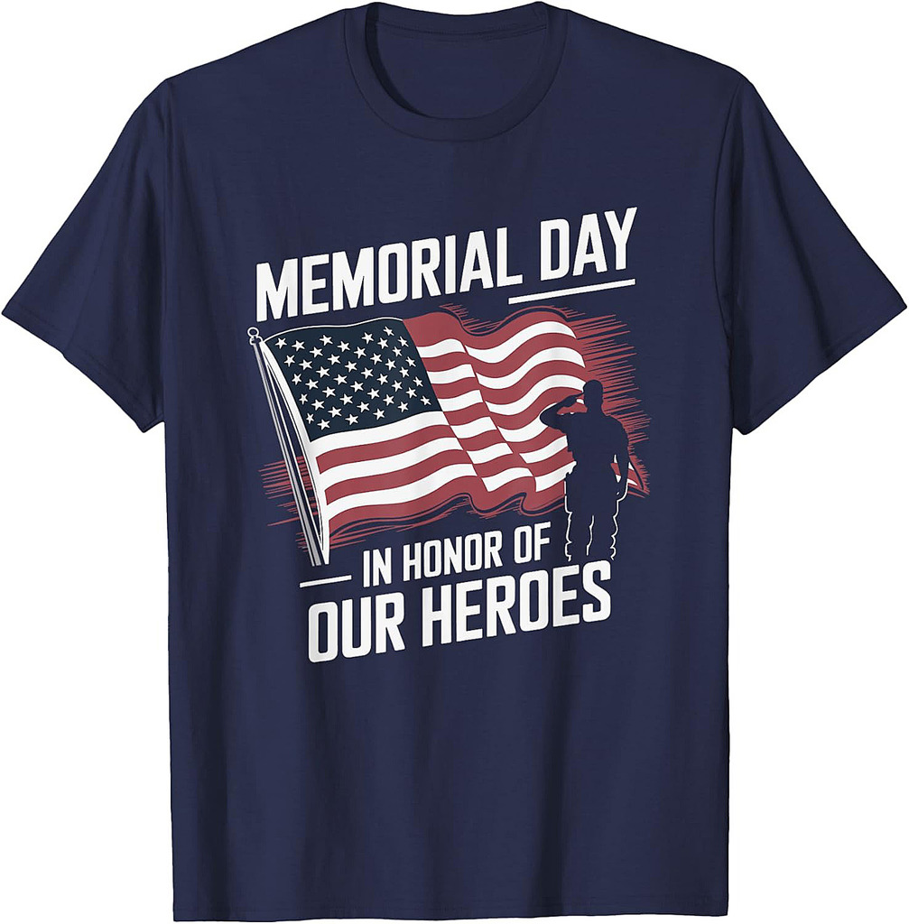 Memorial Day In Honor of Our Heroes, Patriot US Flag Veteran T-Shirt