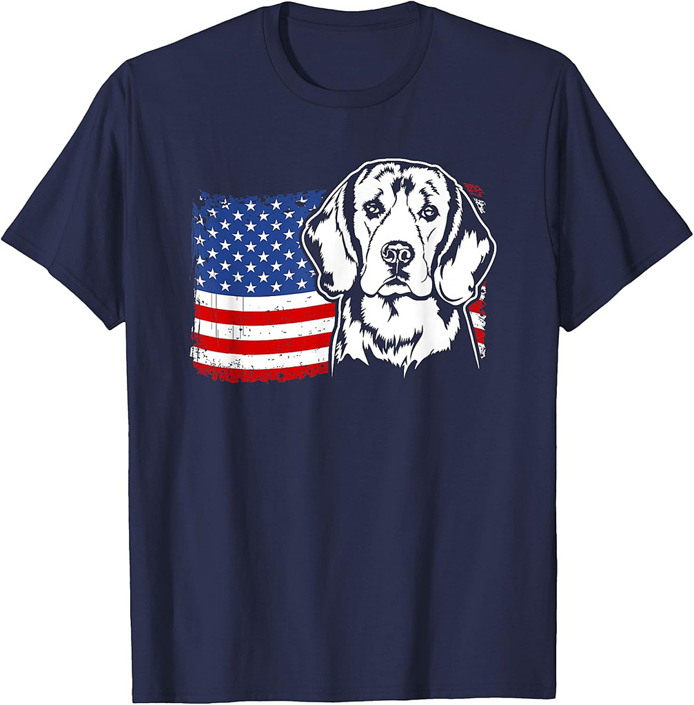Proud Beagle American US Flag Patriotic Beagle Dog T-Shirt