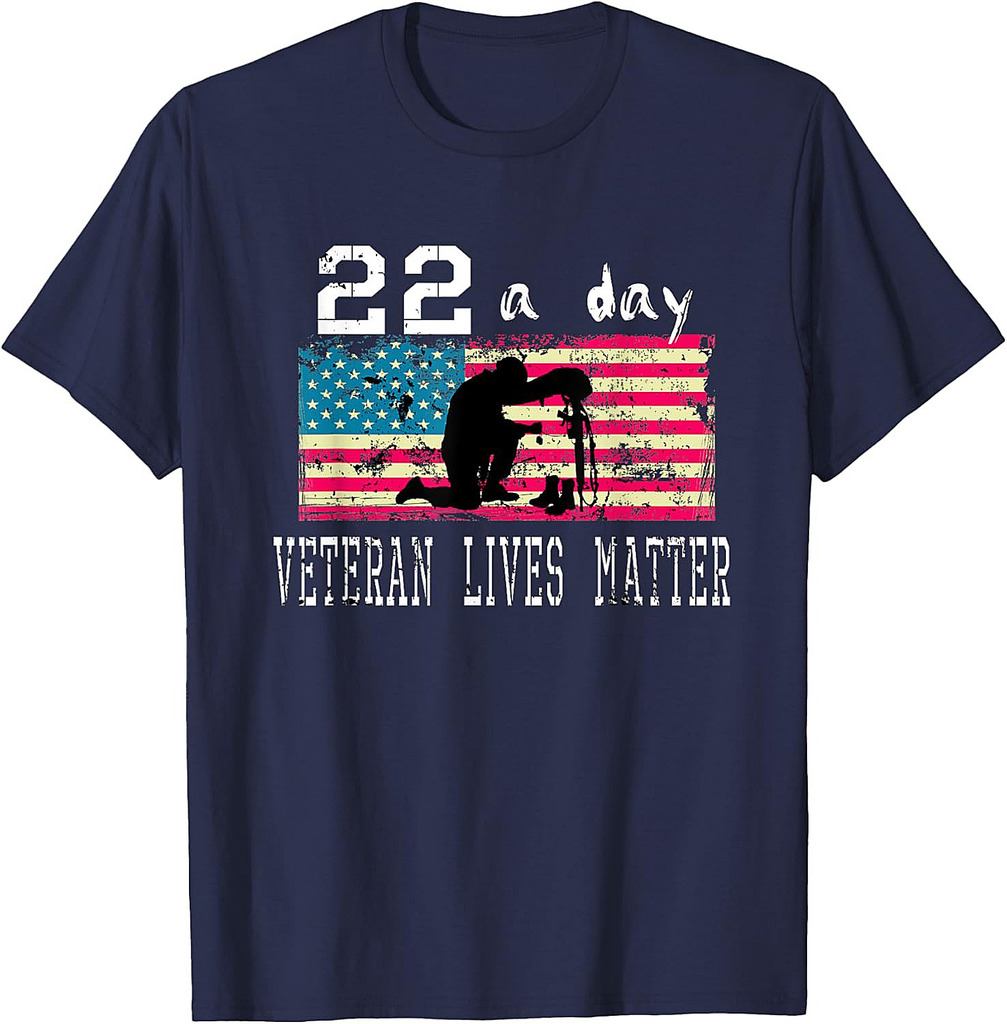 Veteran Lives Matter Suicide Awareness PTSD Veteran 22 a Day T-Shirt