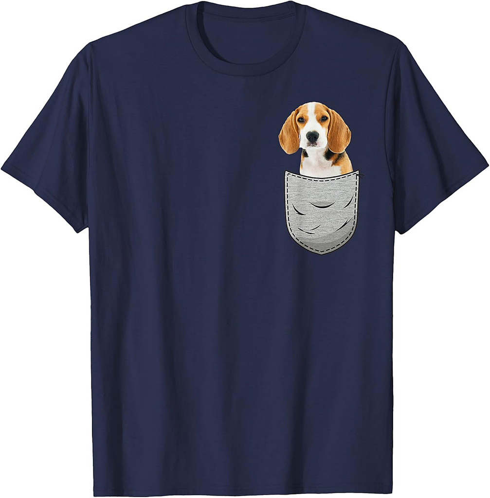 Beagle Chest Pocket for Dog Owners Men Women Girls T-Shirt