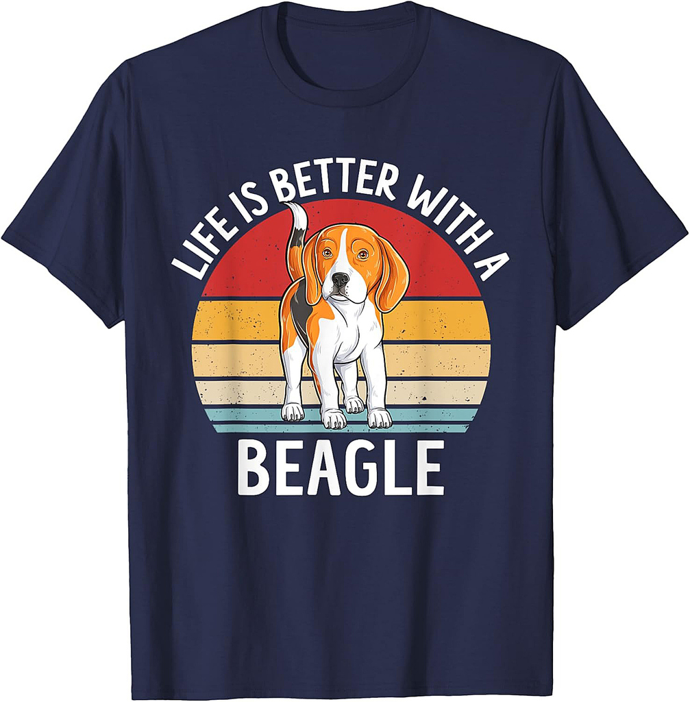 Life Is Better With A Beagle Funny Dog Puppy Vintage T-Shirt