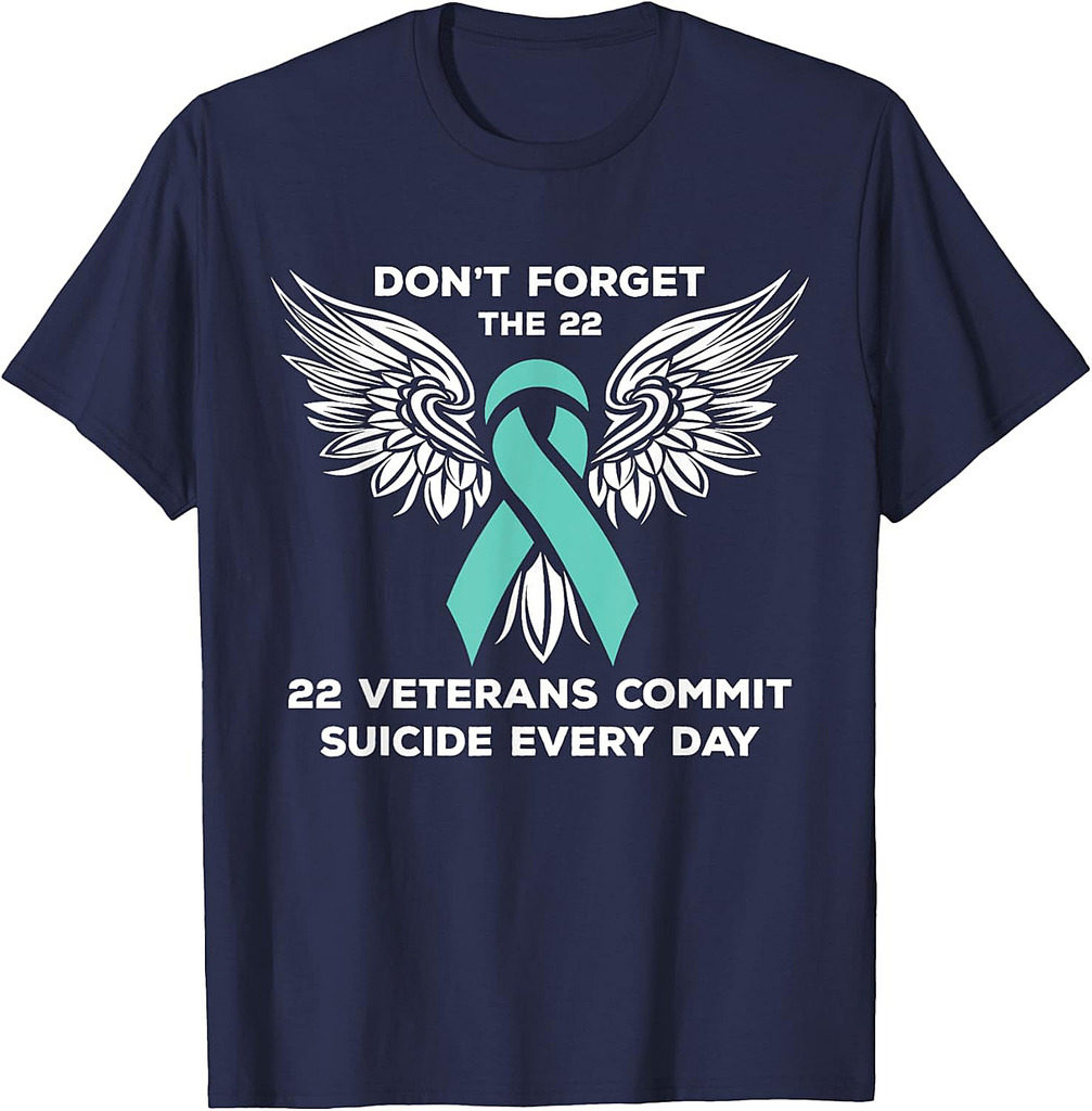22 Veterans every Day  PTSD Awareness Ribbon T-Shirt