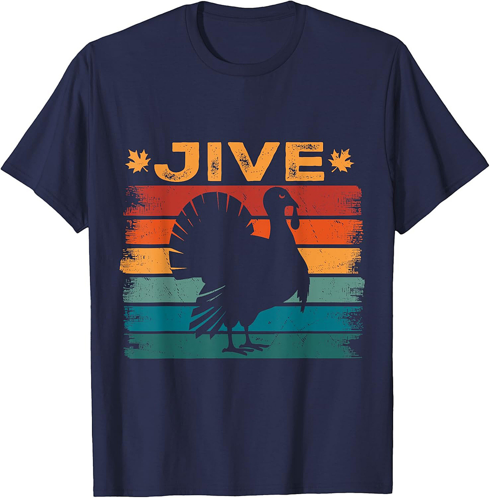 Vintage Turkey Jive Black Unisex-Adults T-Shirt Small Thanksgiving T-Shirt