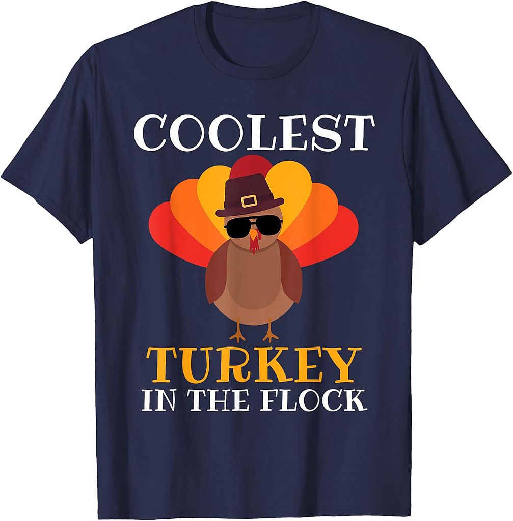 Funny Thanksgiving Toddlers Coolest Turkey T-Shirt