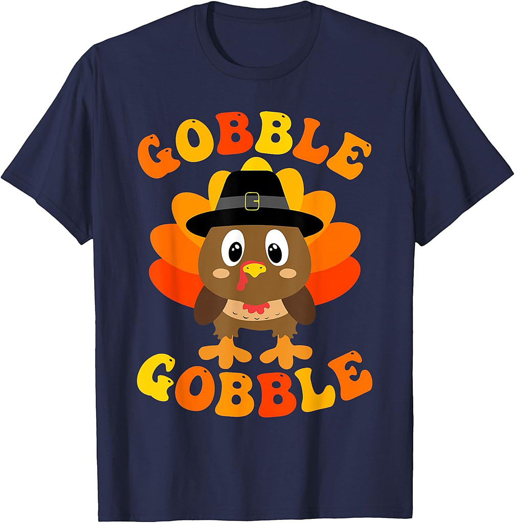 Gobble Turkey Thankful Thanksgiving Autumn Funny Men Women T-Shirt