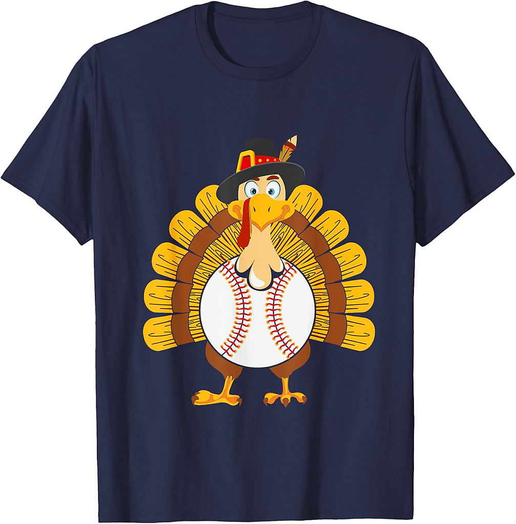 Baseball Turkey Thanksgiving Turkey Baseball Player T-Shirt