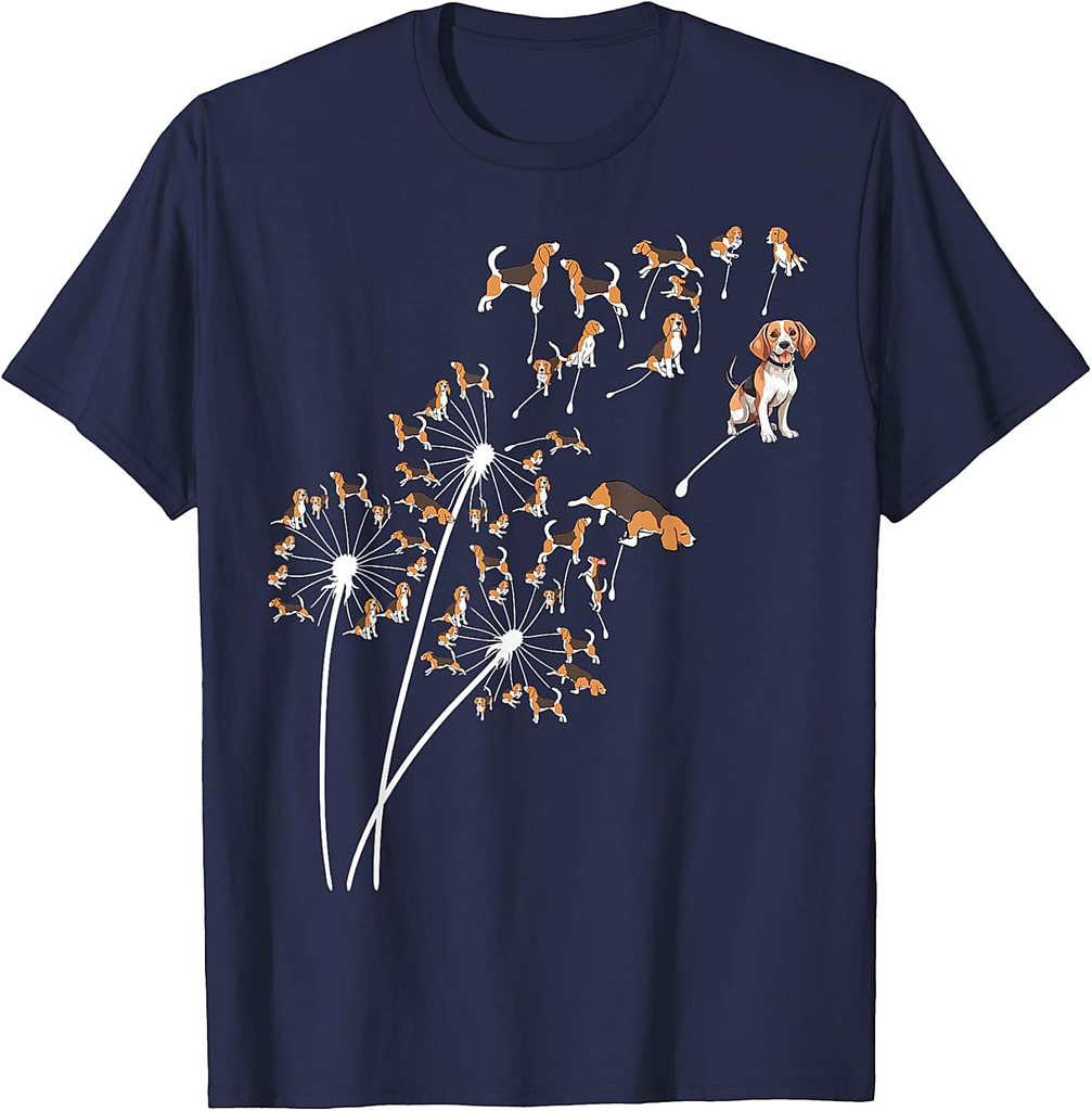 Dandelion Beagle Flower, Floral Beagle Tree T-Shirt